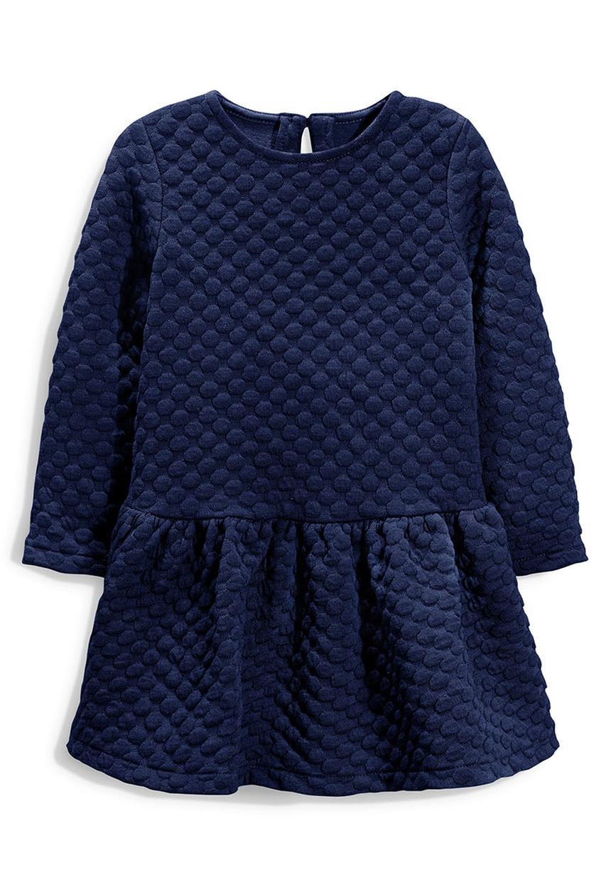 Next - Spot Textured Dress Navy