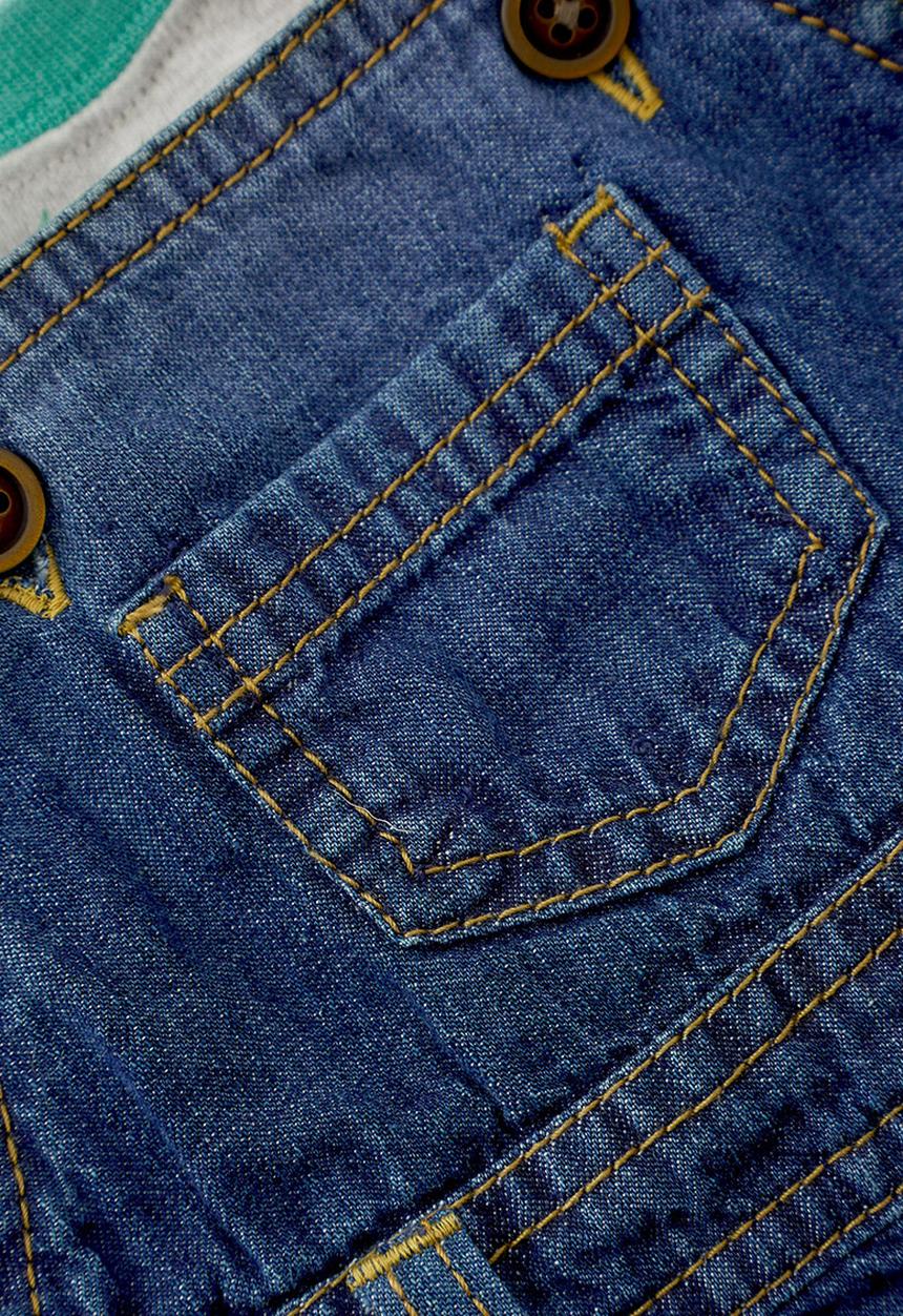 Next - Crop Denim Authentic Dungarees With Bodysuit Blue/White