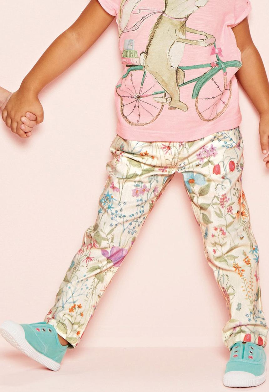 Next - Ecru Floral Skinny Jeans Multi-Colour