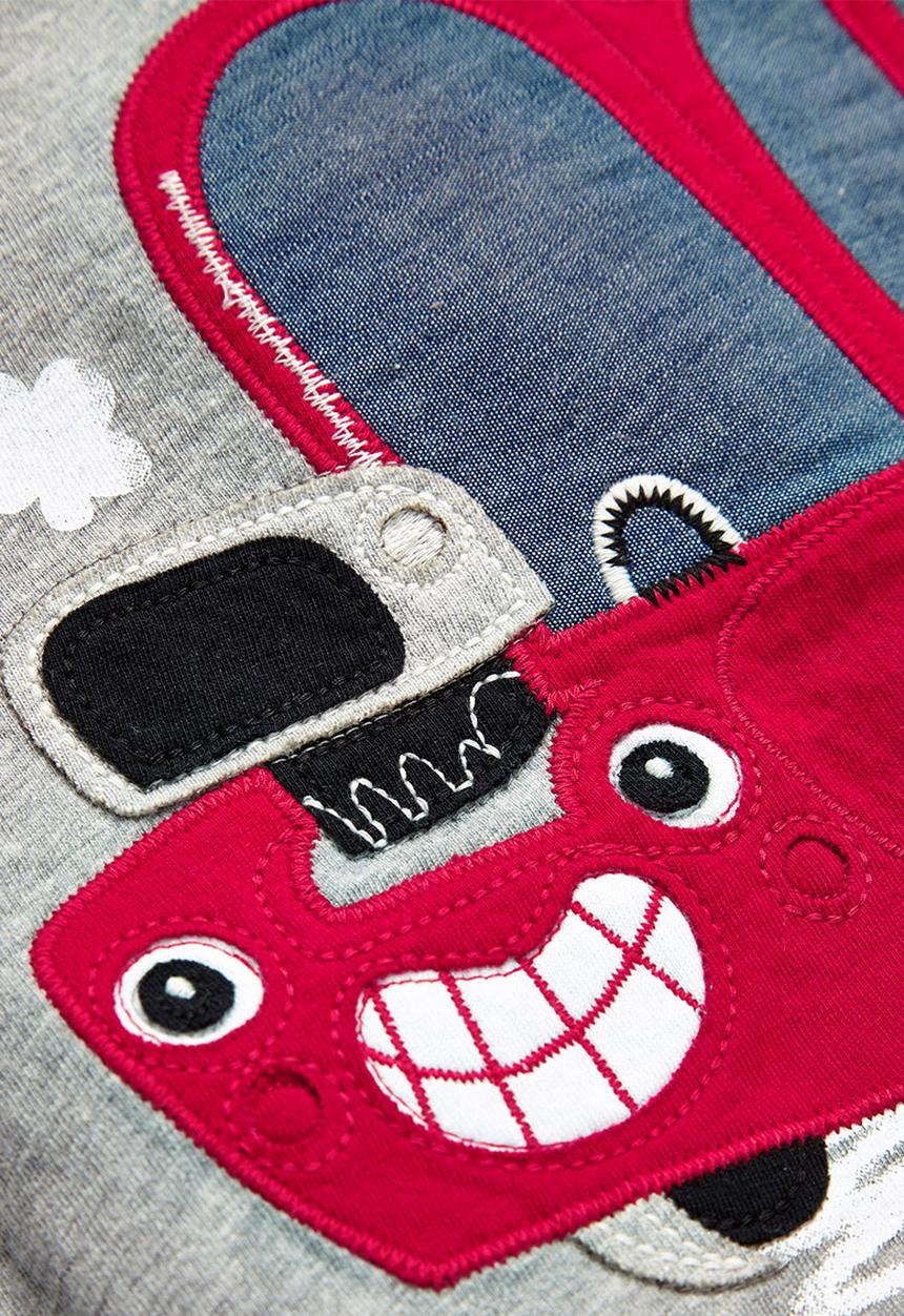 Next - Applique Car T-Shirt Pale Grey