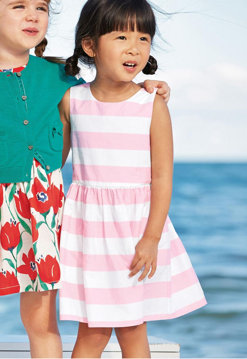 Next - Striped Dress Pale Pink