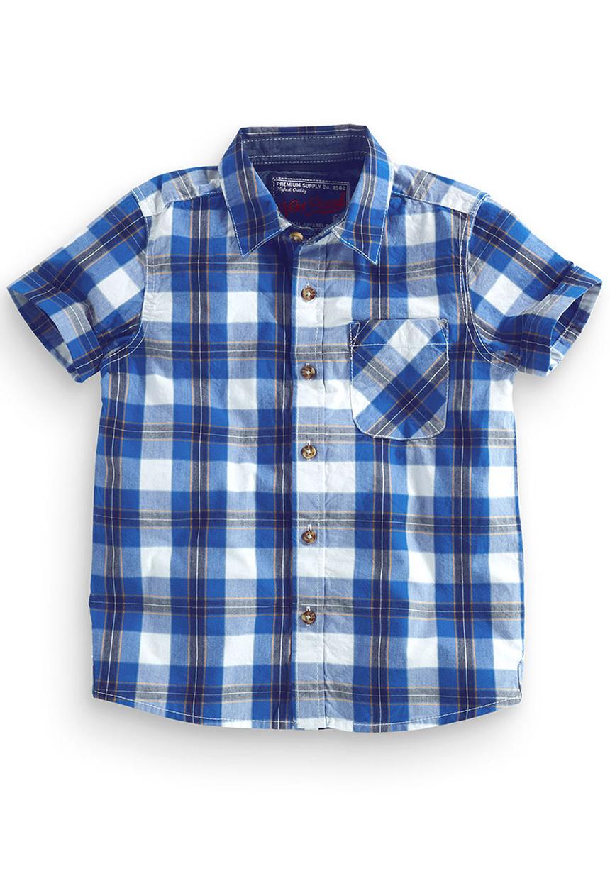 Next - Gingham Short-Sleeve Shirt Blue/White