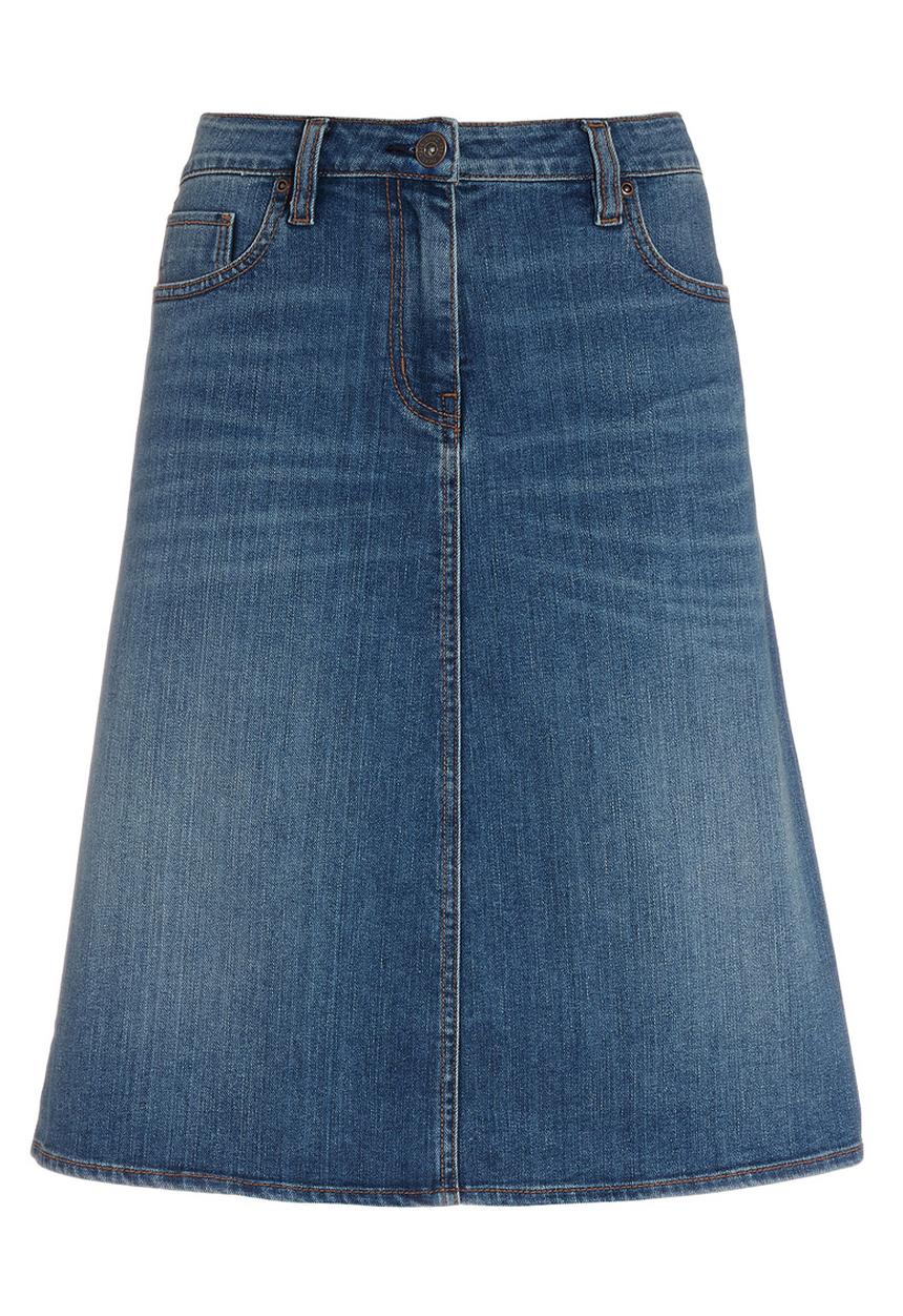 Next - Pale wash denim A line skirt mid Blue