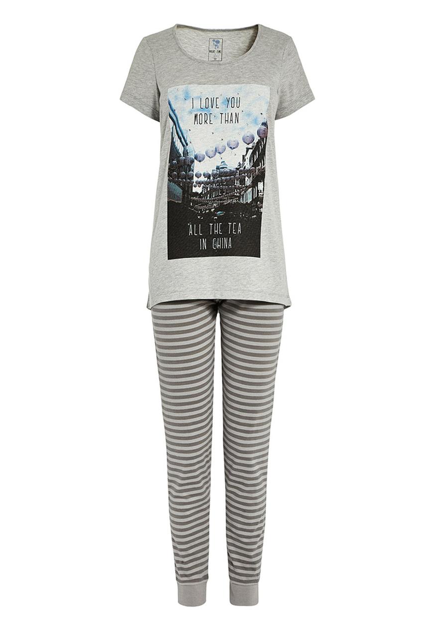 Next - Printed legging pyjama set pale Grey