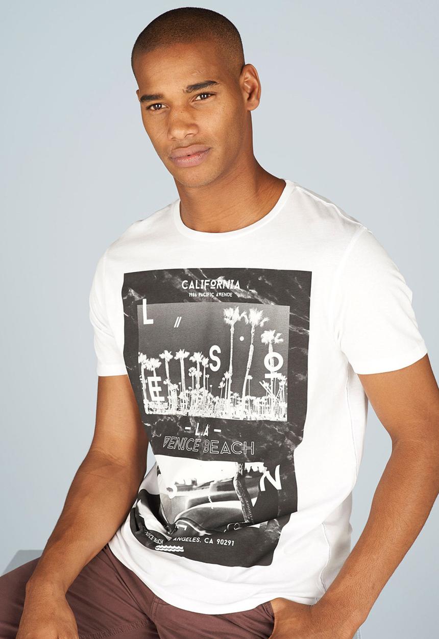 Next - Beach Print T-shirt Black/White
