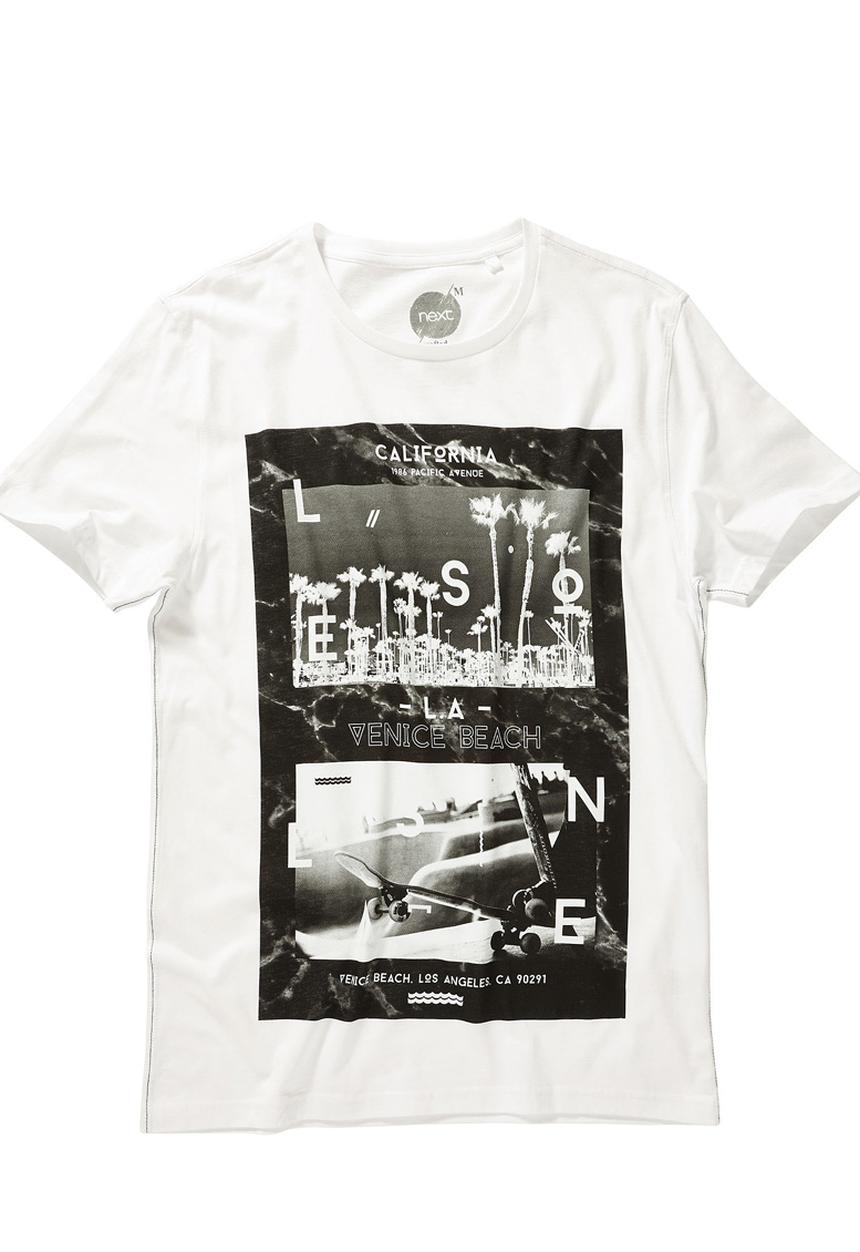 Next - Beach Print T-shirt Black/White