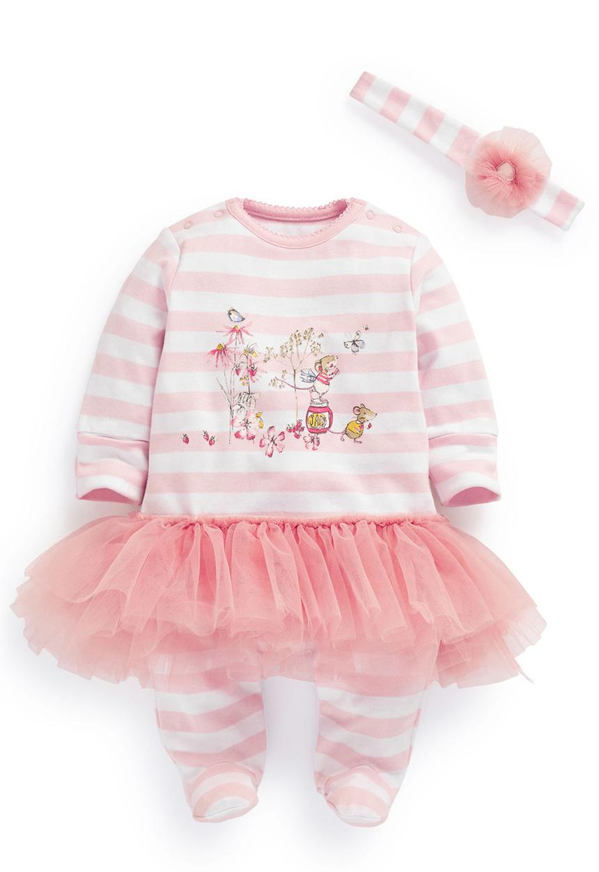 Next - Stripe animal tutu with headband Pale pink