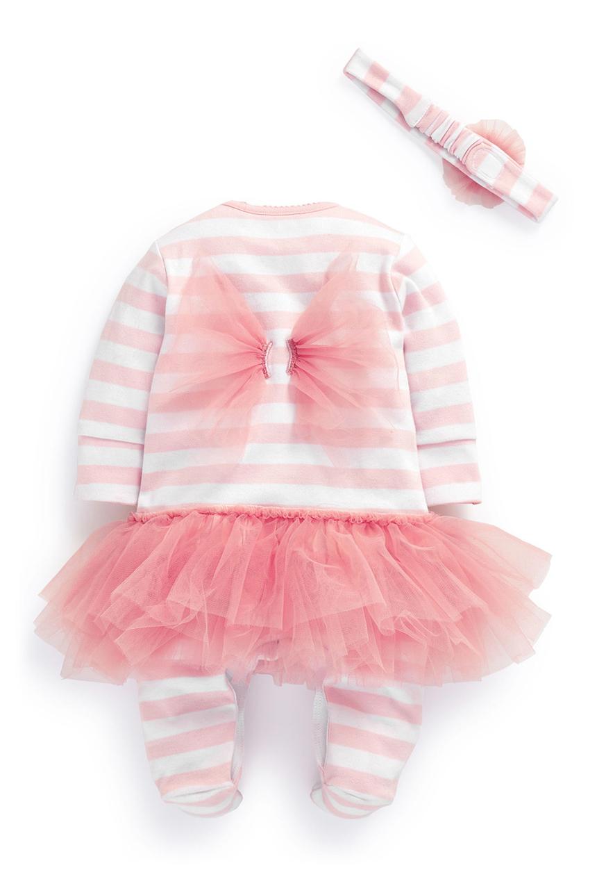 Next - Stripe animal tutu with headband Pale pink