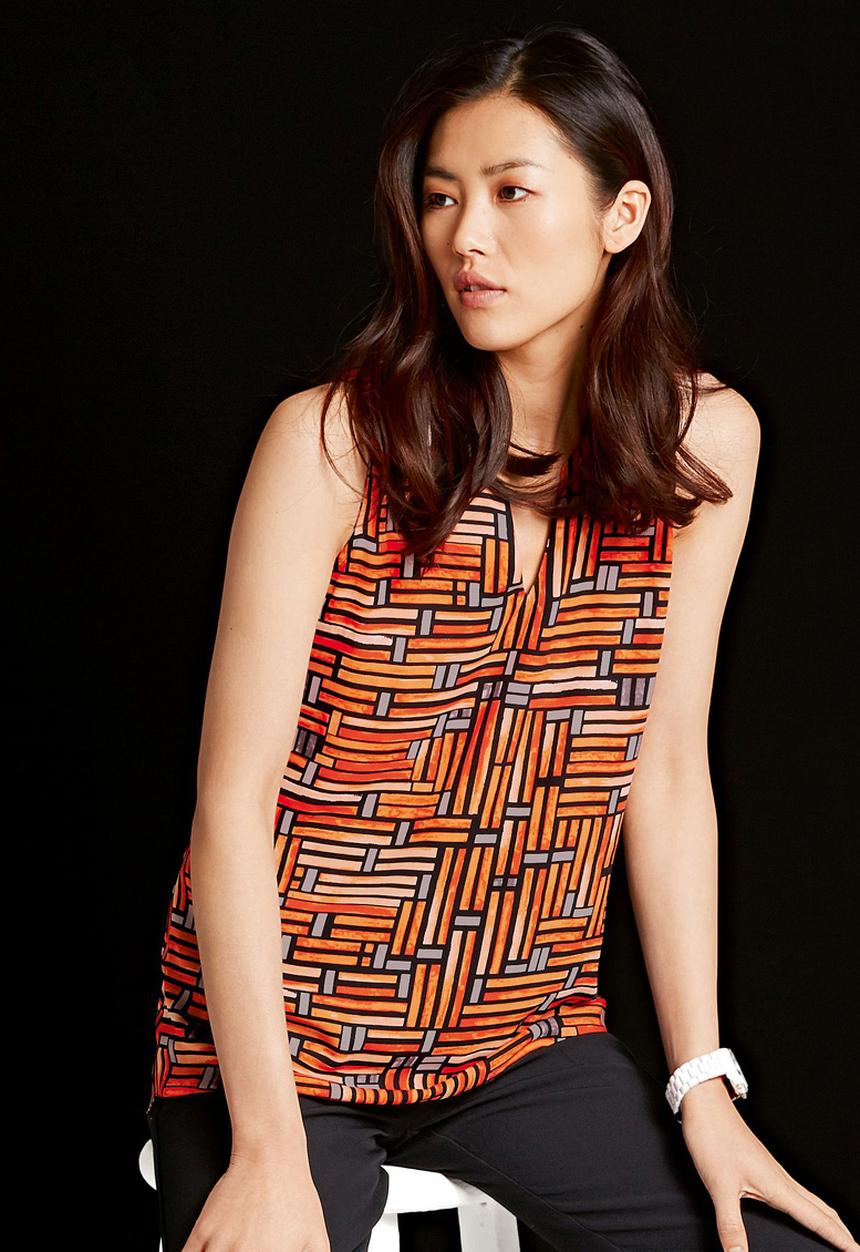 Next - Woven vest in orange print Multi-colour