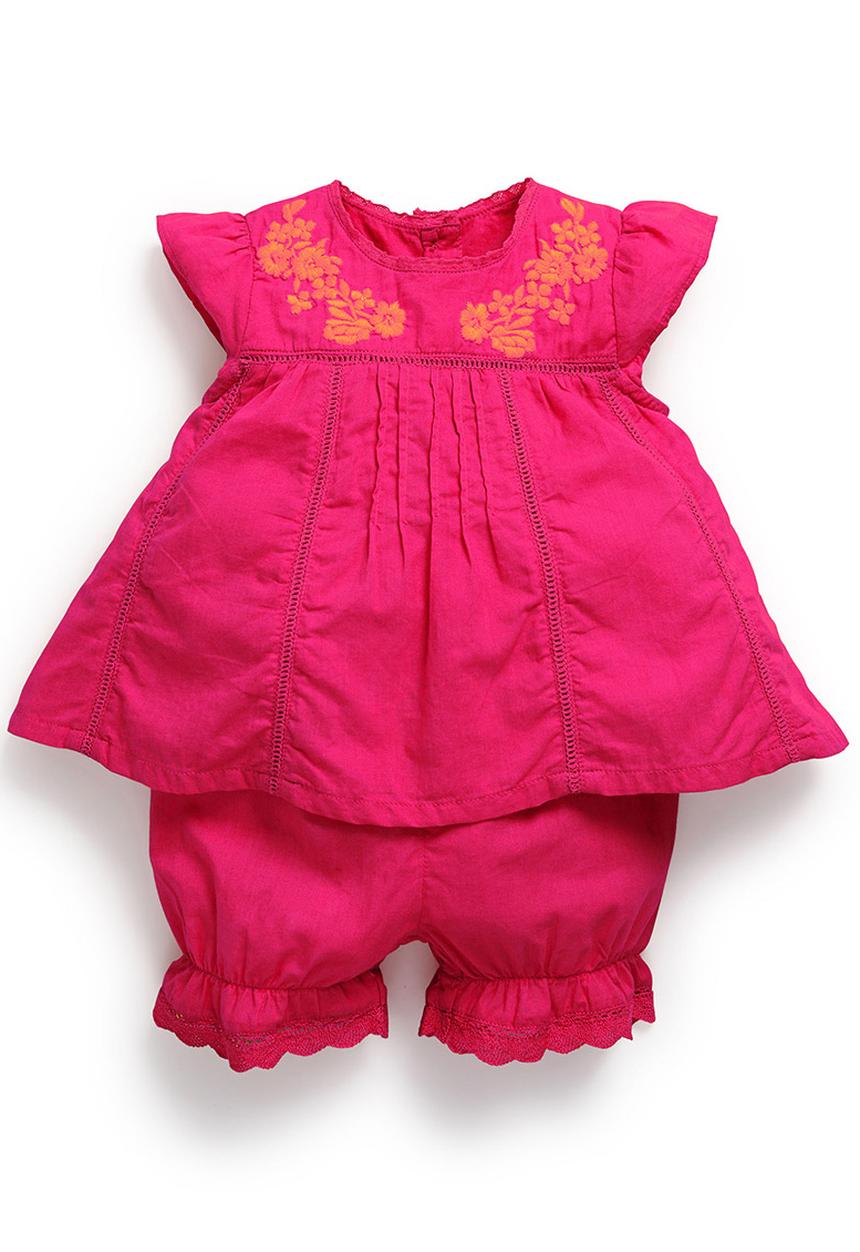 Next - Pink Blouse And Shorts Set Mid Pink