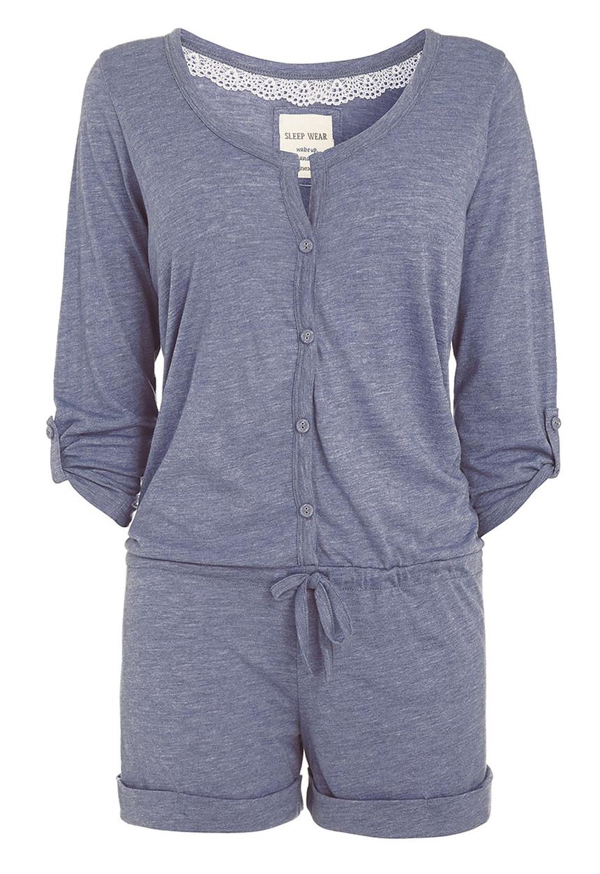 Next - Chambray pointelle playsuit mid Grey