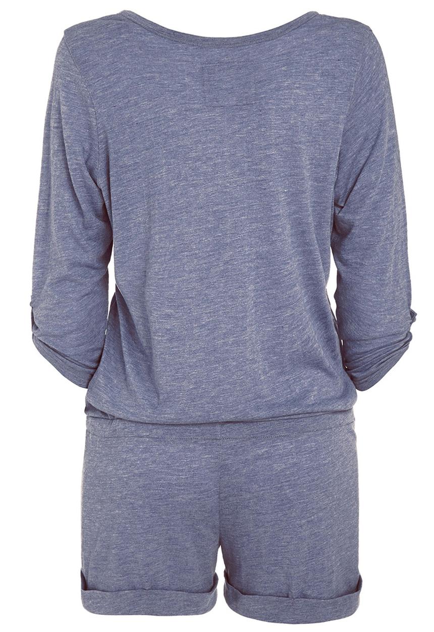 Next - Chambray pointelle playsuit mid Grey