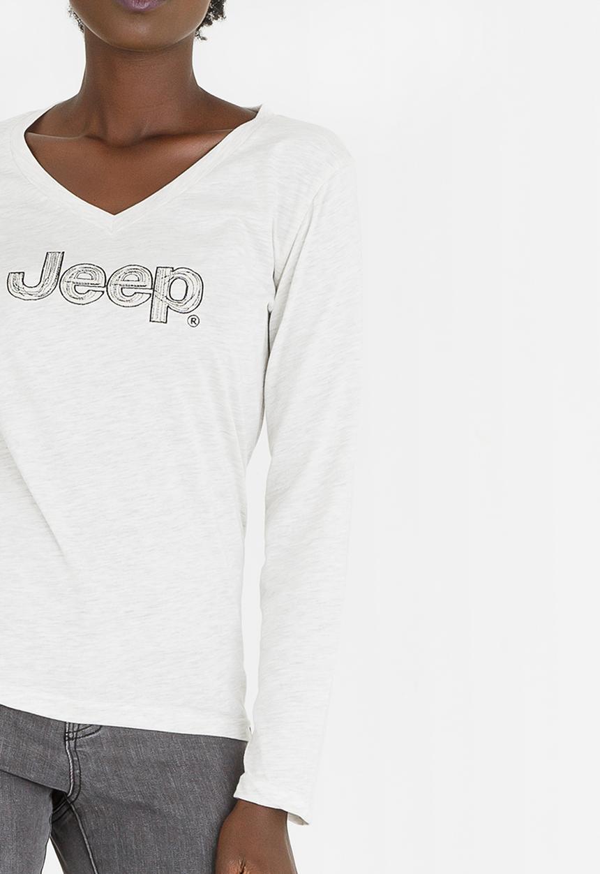 JEEP - Long Sleeve V-neck Tee Stone