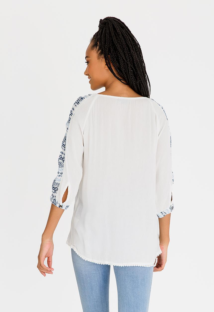 G Couture - Gypsy Smock Top Blue and White