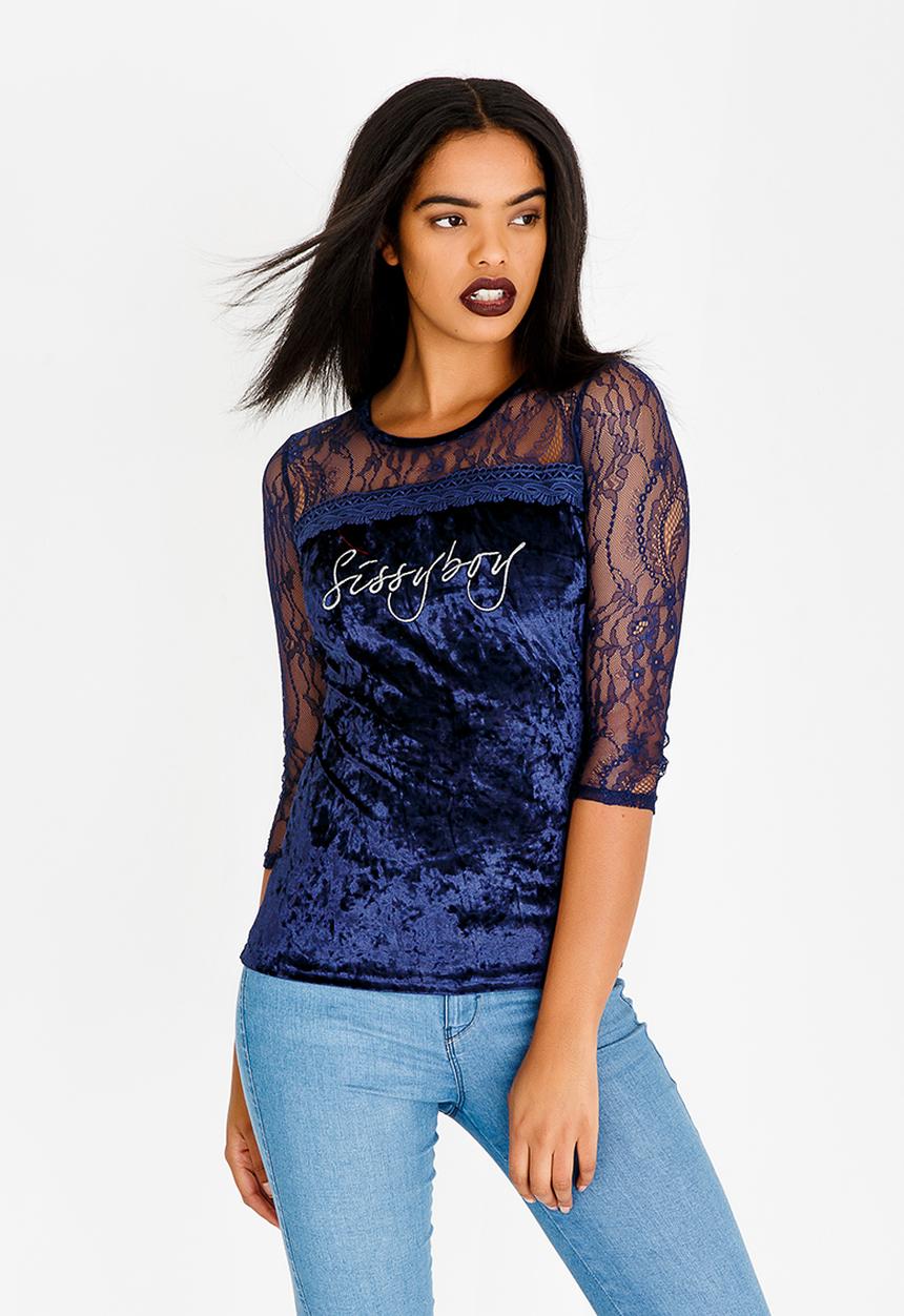 SISSY BOY - Velvet And Lace One Up Navy