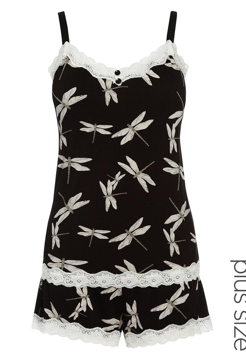 Next - Printed pyjama set Black/White
