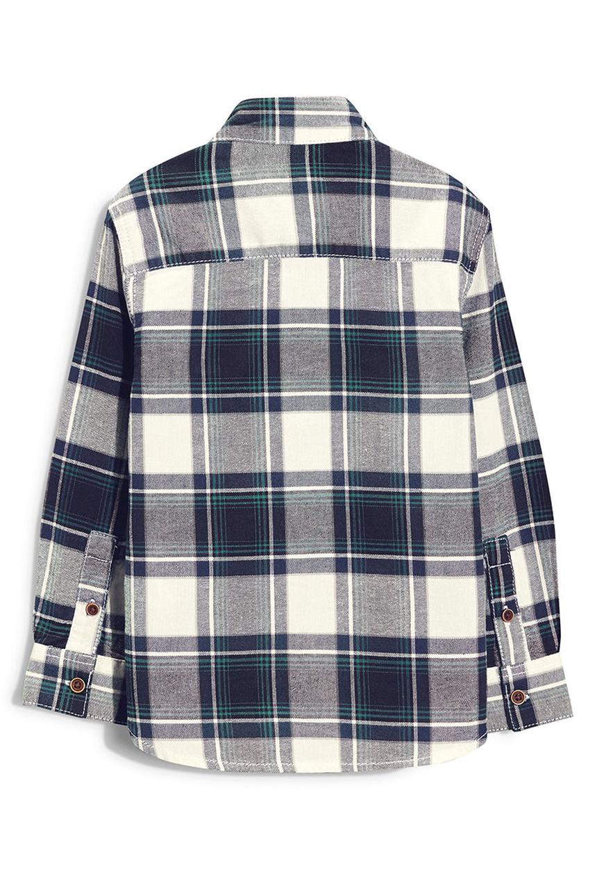 Next - Ecru And Dark Navy Check Shirt Blue and White