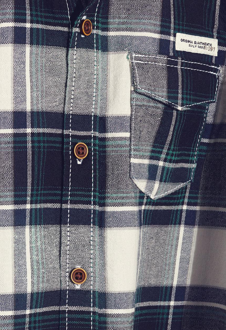 Next - Ecru And Dark Navy Check Shirt Blue and White