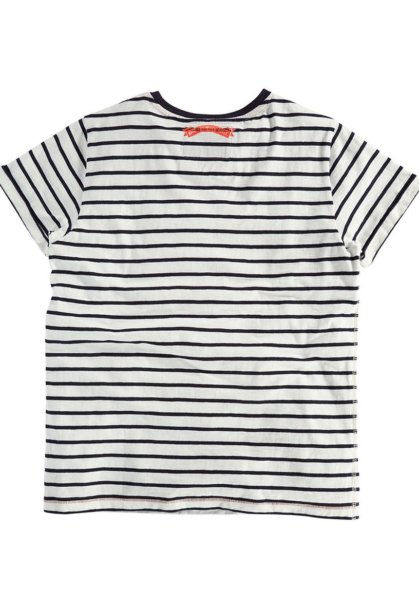 Next - Ecru Stripe Orange Skull T-Shirt Multi-Colour