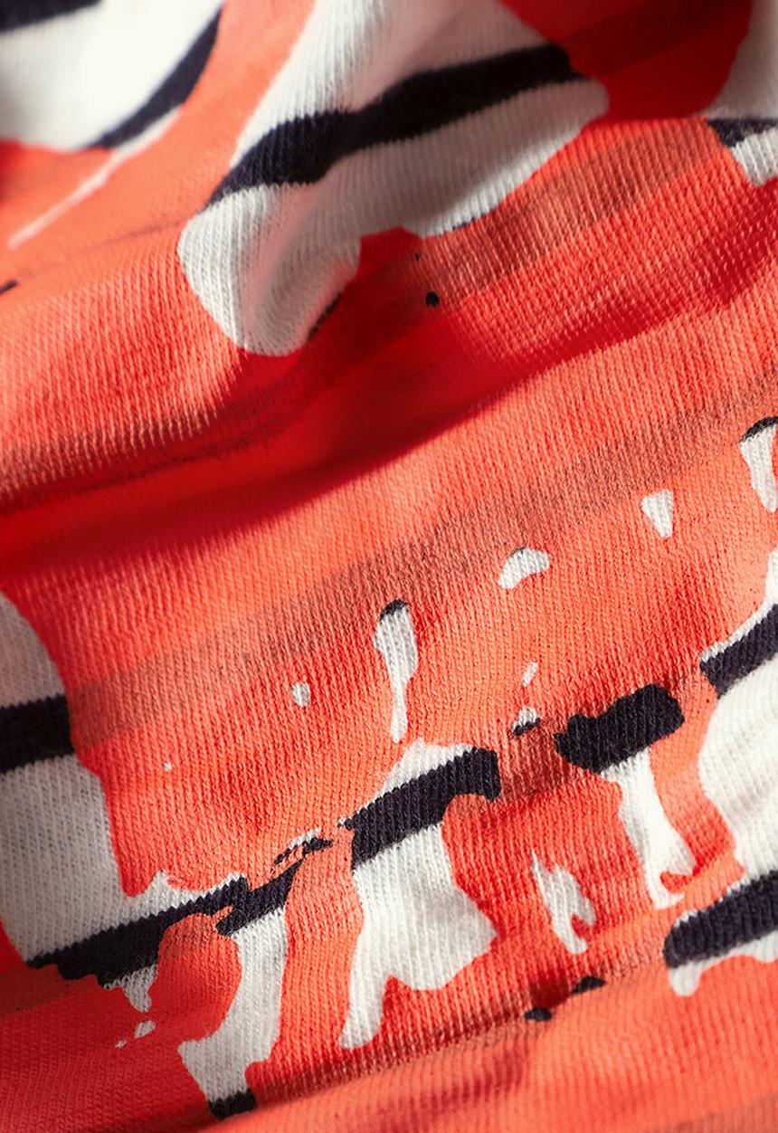 Next - Ecru Stripe Orange Skull T-Shirt Multi-Colour