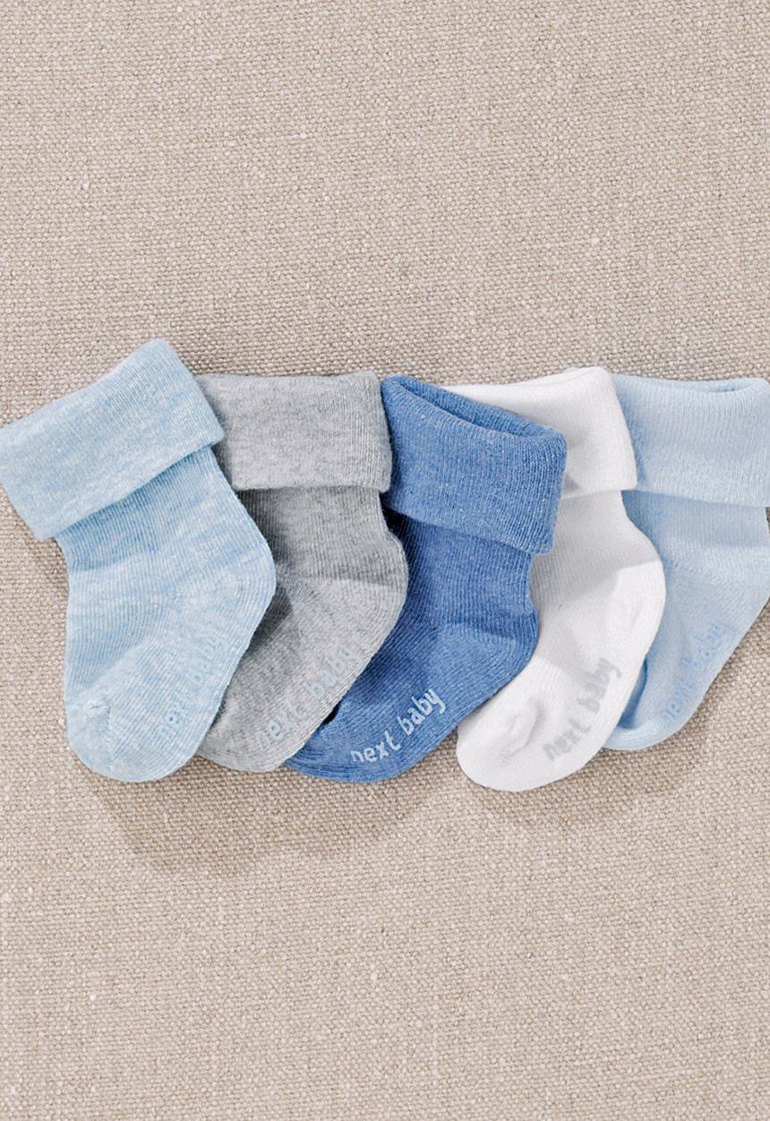 Next - Boys Roll Top Socks Five Pack Pale Blue