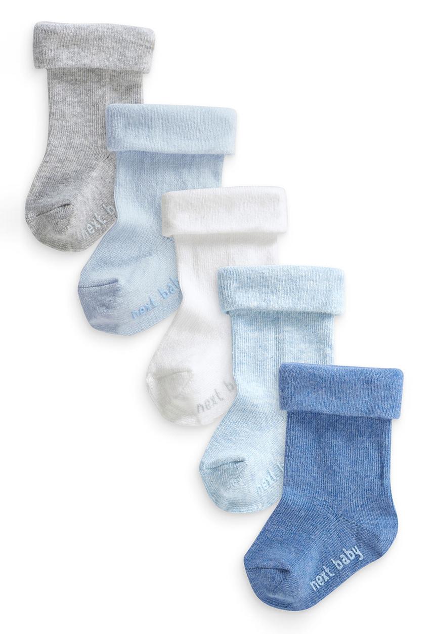 Next - Boys Roll Top Socks Five Pack Pale Blue