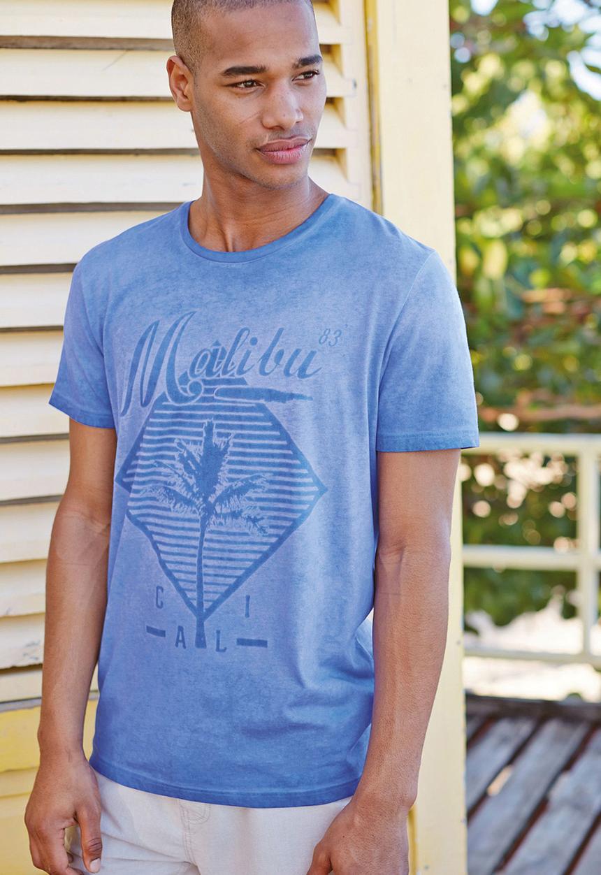 Next - Malibu Print T-Shirt Mid Blue