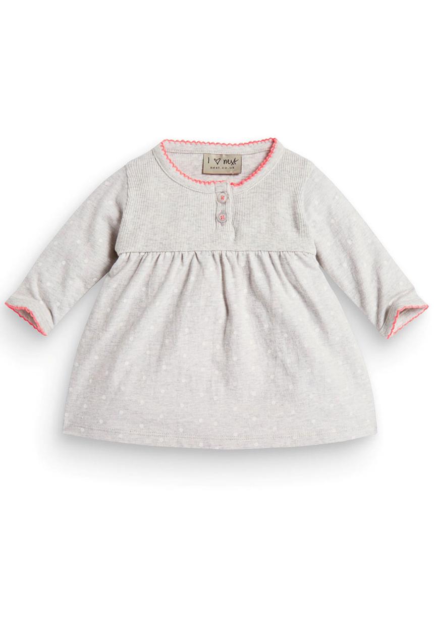 Next - Spot Jersey Dress Pale Grey Pale Grey