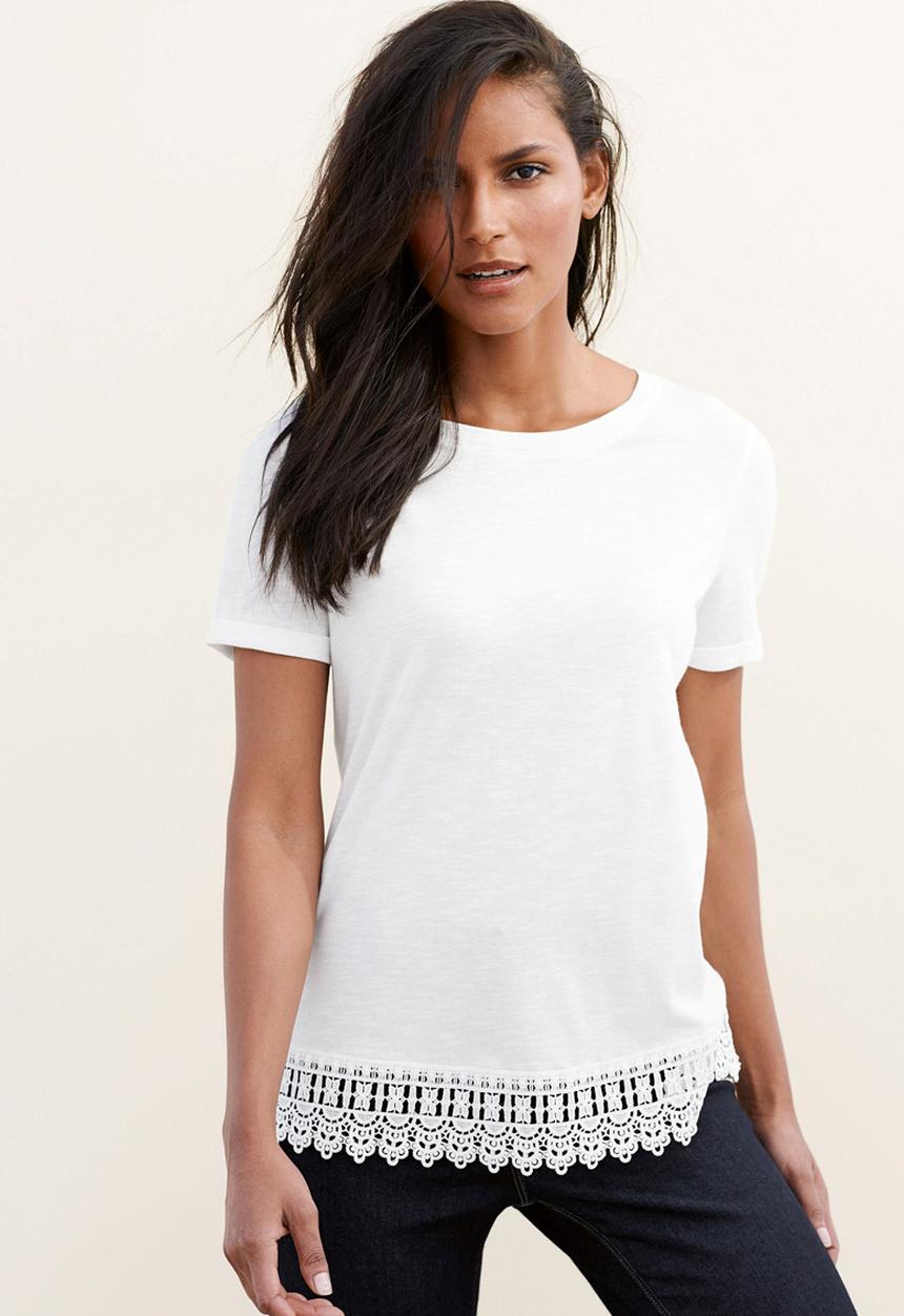 Next - Lace Trim T-shirt White