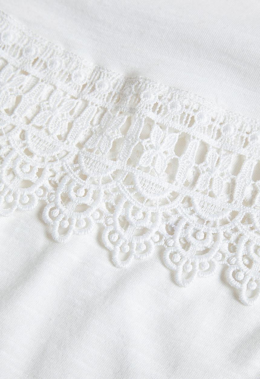 Next - Lace Trim T-shirt White