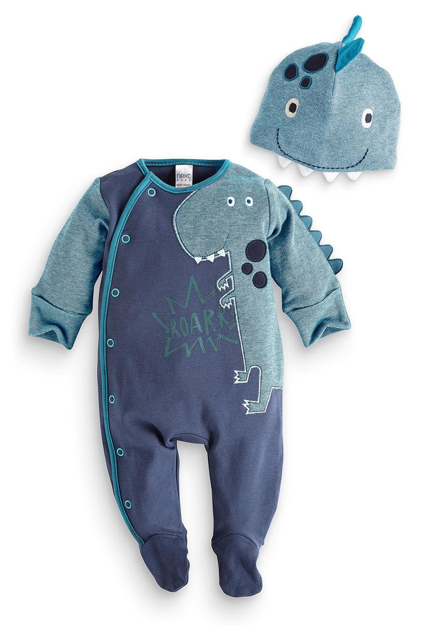 Next - Dino sleepsuit set Blue and White