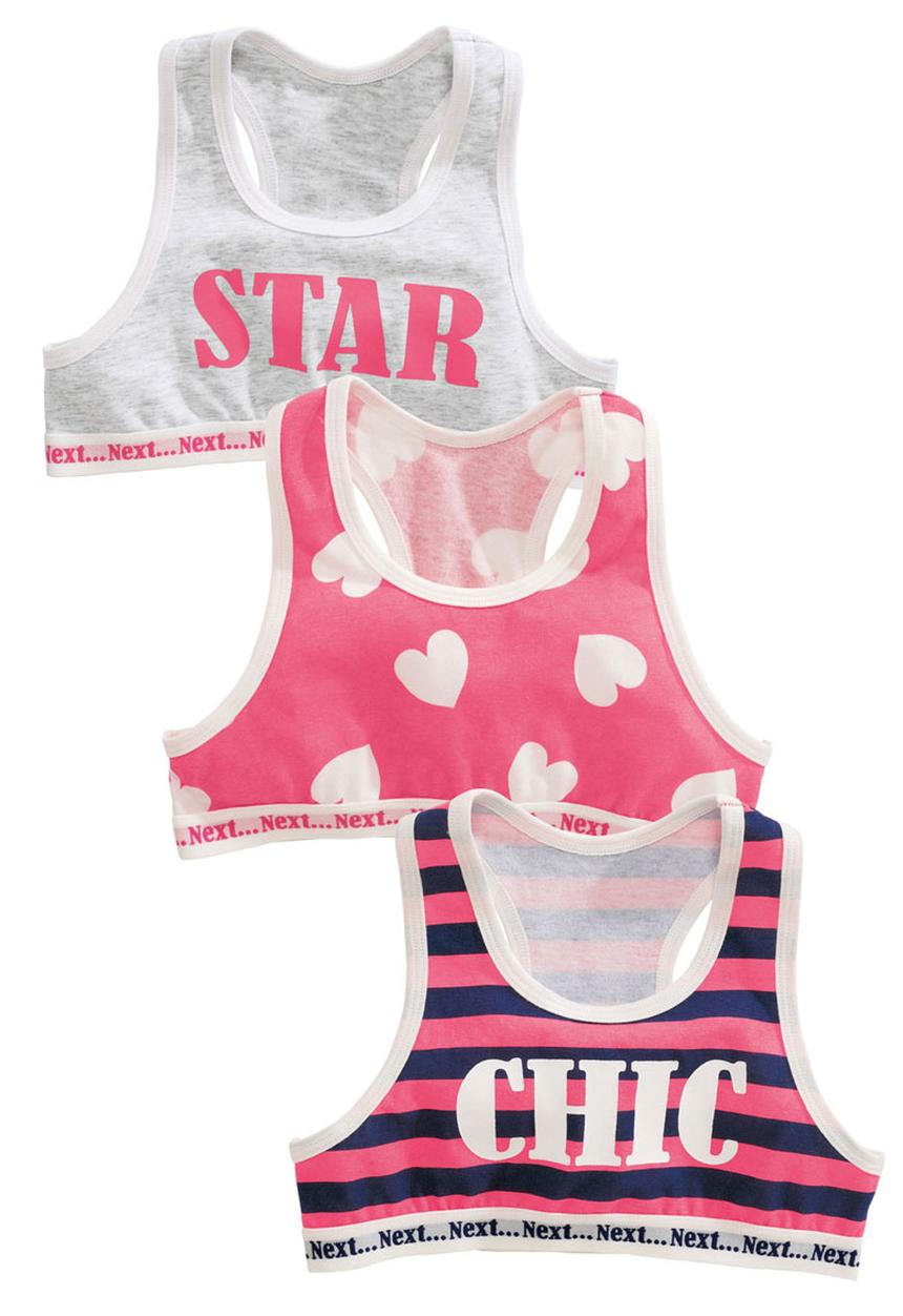 Next - 3-pack Word Crop Tops Multi-colour
