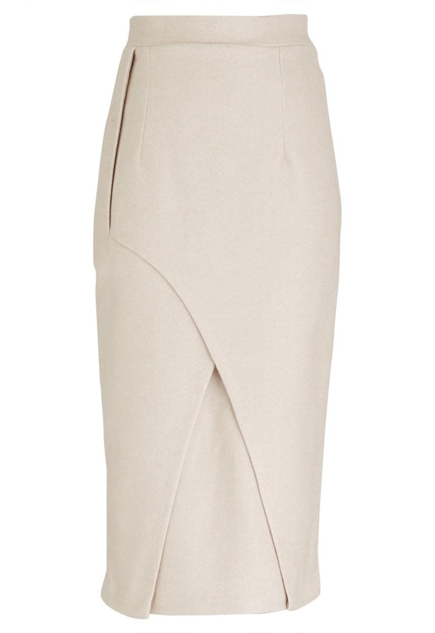 DAVID by David Tlale - Wool-blend Crossover Skirt Stone