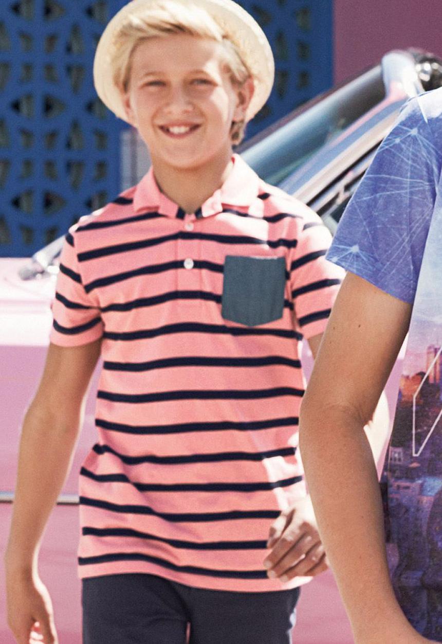 Next - Pink and Navy Stripe Polo Shirt