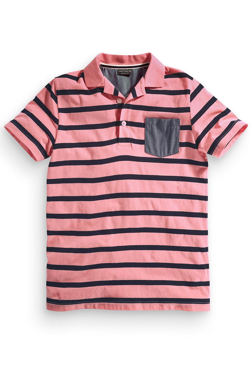 Next - Pink and Navy Stripe Polo Shirt