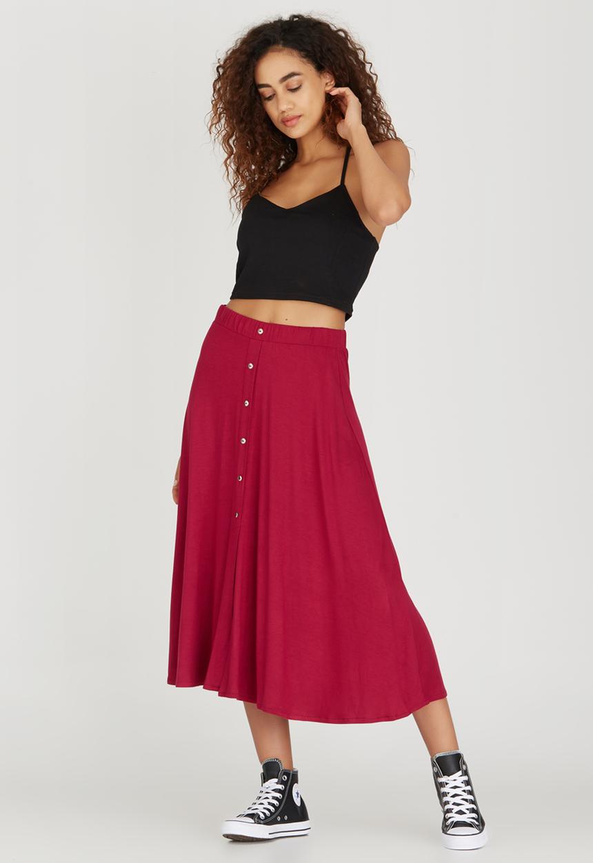c(inch) - Front Button Midi Skirt Mid Brown