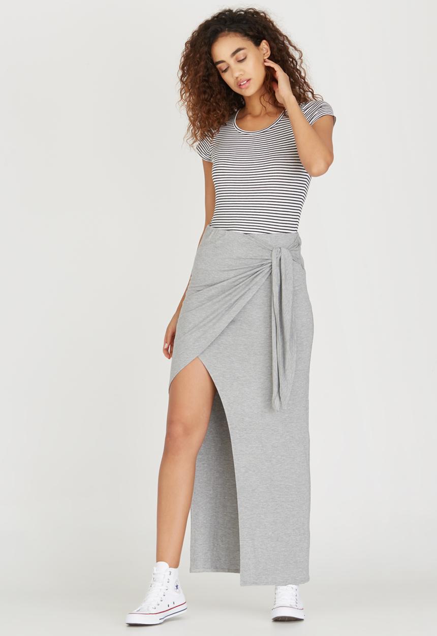 c(inch) - Asymmetrical Wrap Skirt Grey Melange