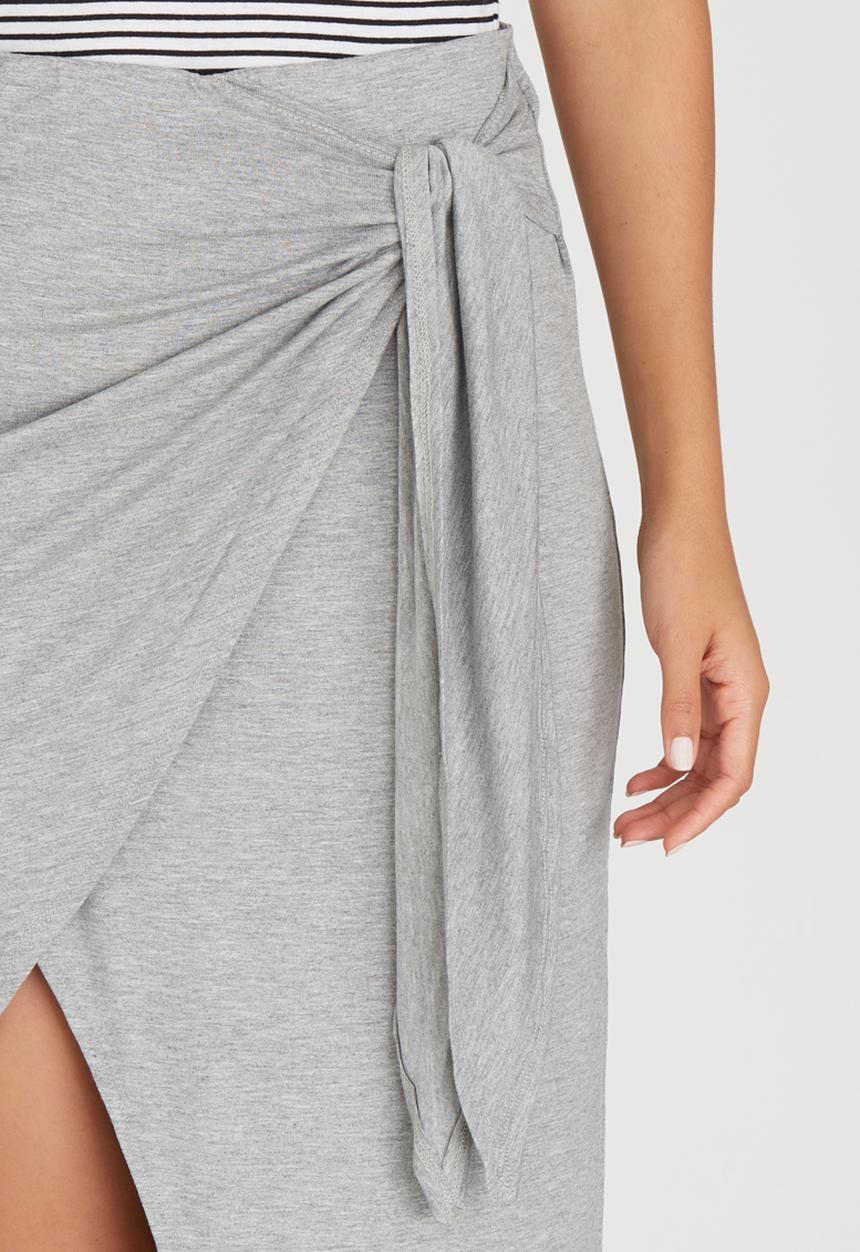 c(inch) - Asymmetrical Wrap Skirt Grey Melange