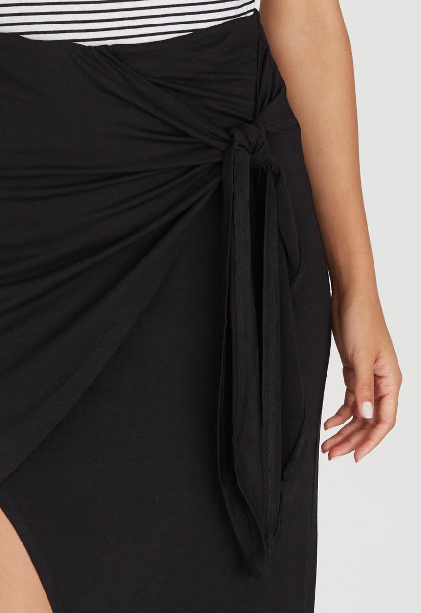 c(inch) - Asymmetrical Wrap Skirt Black