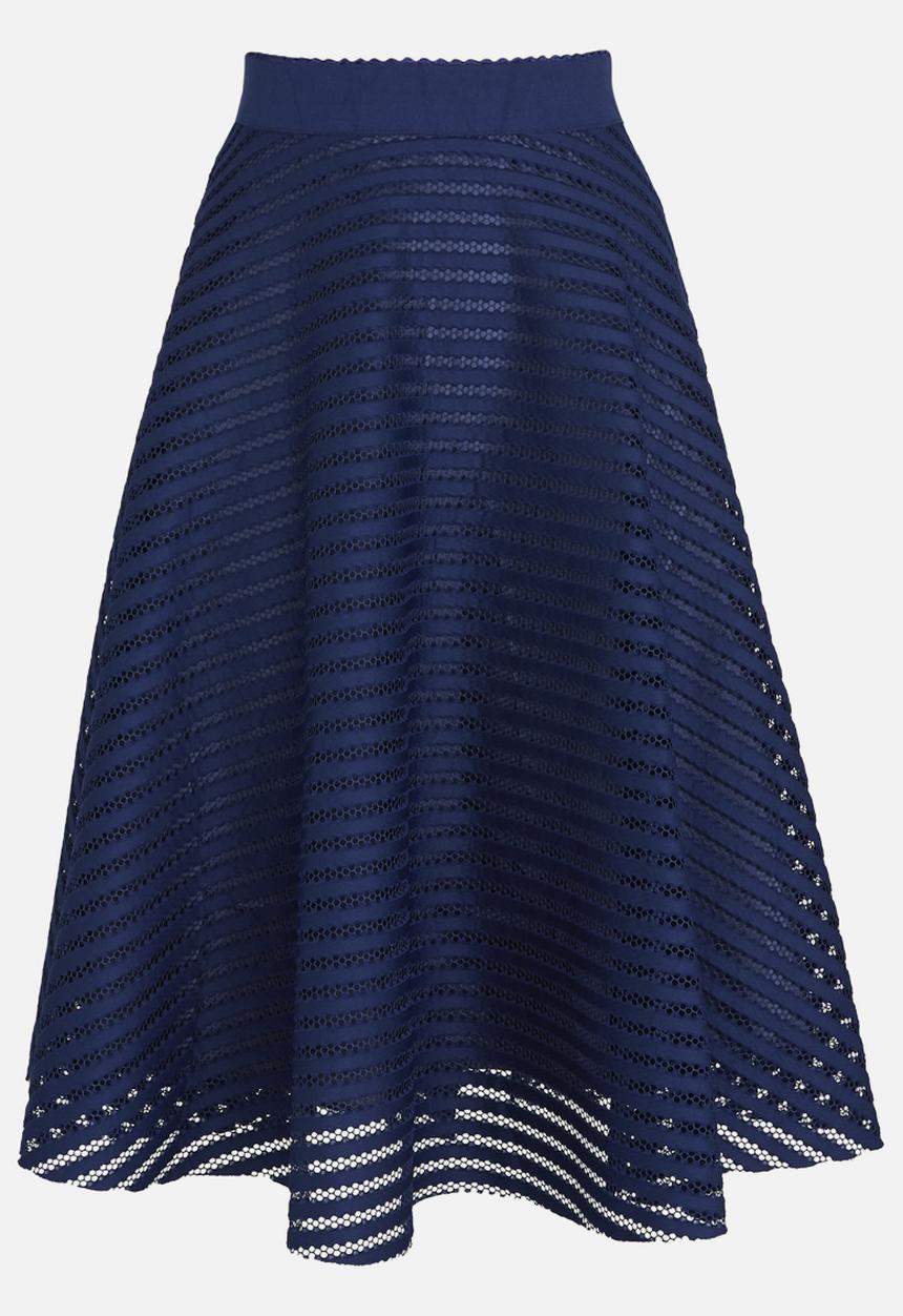 Revenge - Stripe Detail Midi Skirt Navy