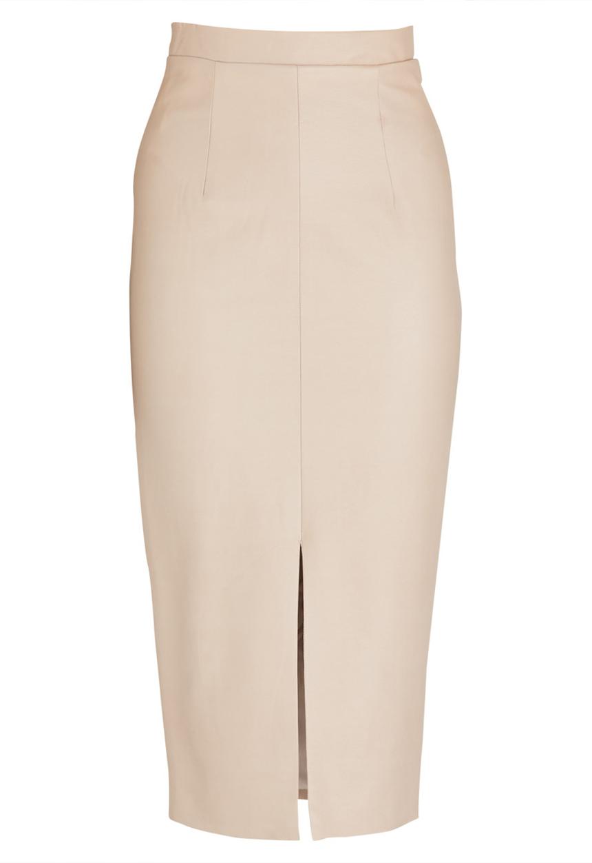 DAVID by David Tlale - Leather-look Forefront Skirt Stone