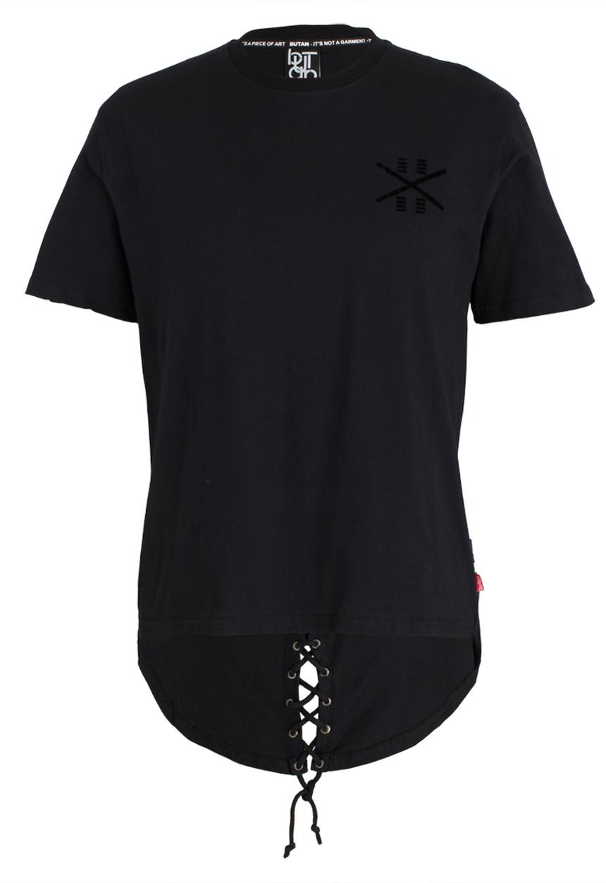 Butan - Aluta Masked Extended Fishtail Tee Black