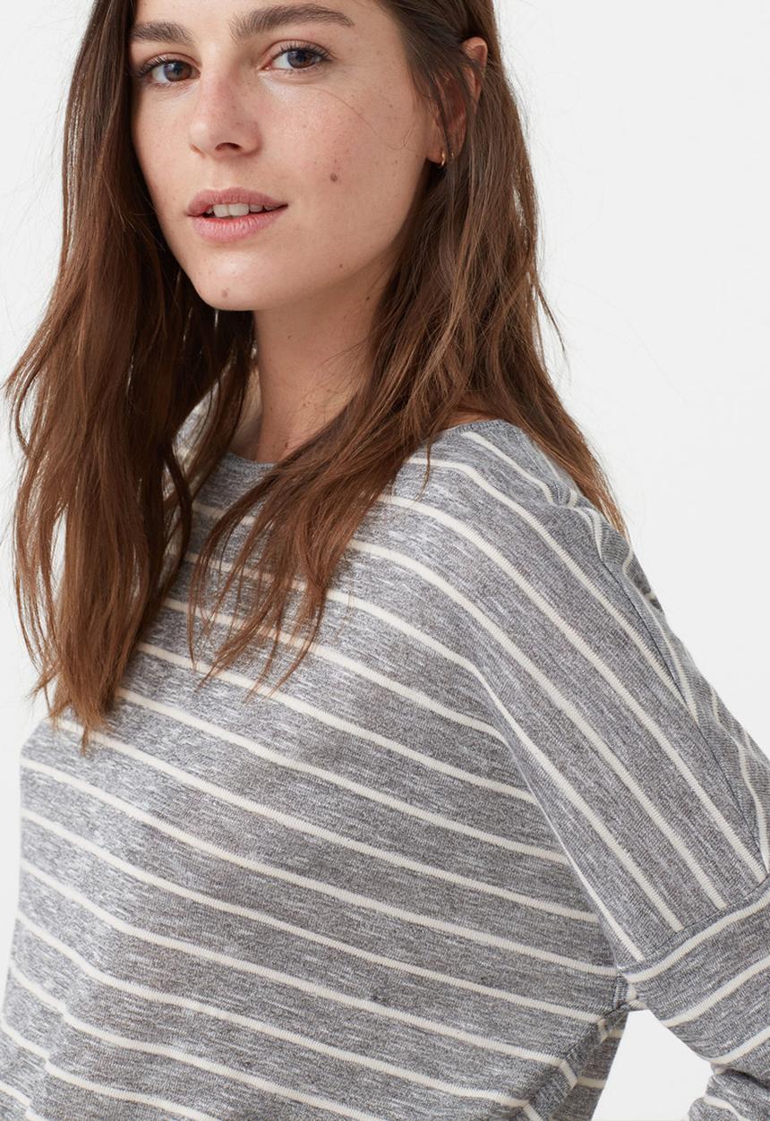 MANGO - Fine-knit T-shirt Grey