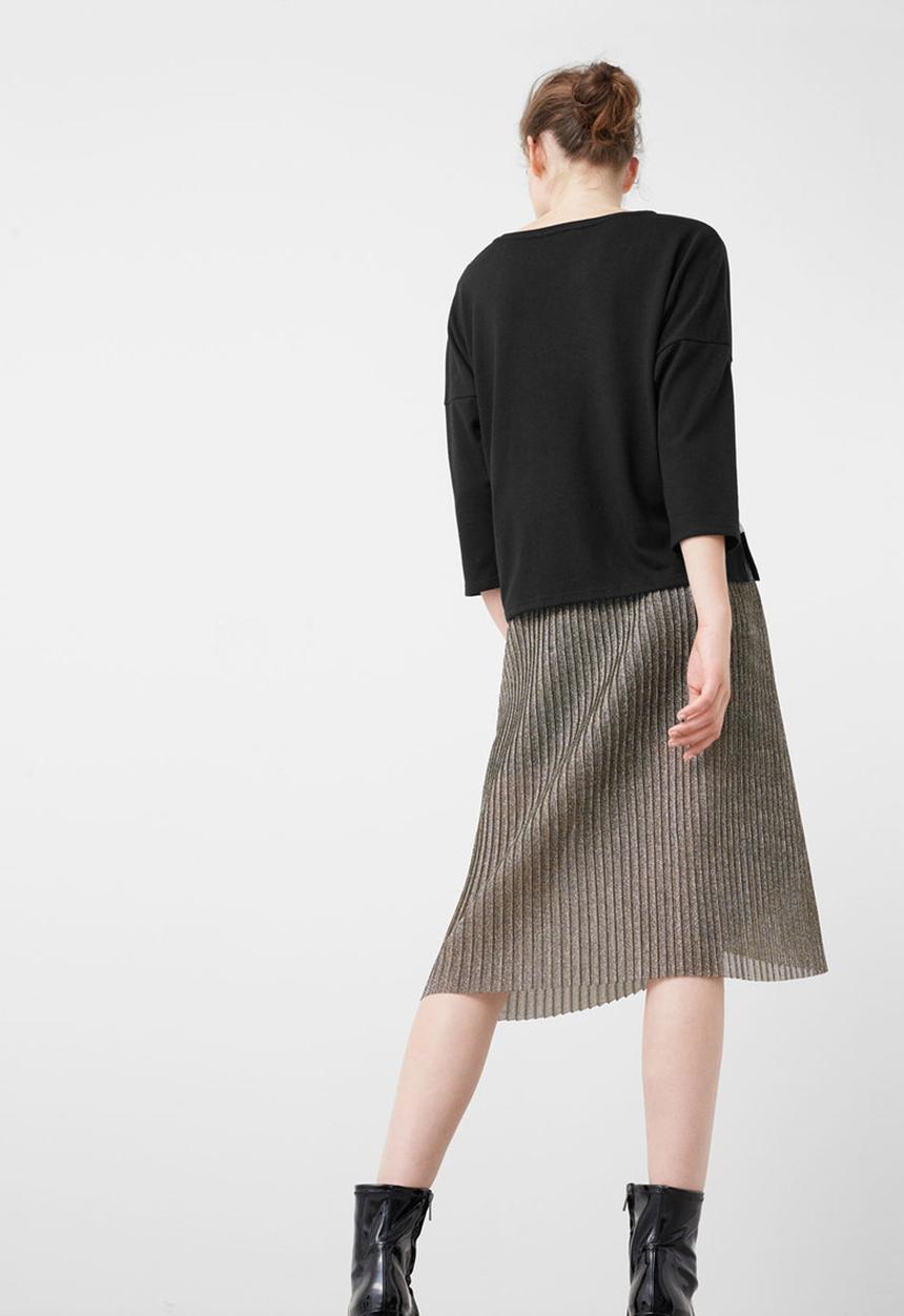 MANGO - Fine-knit T-shirt Black