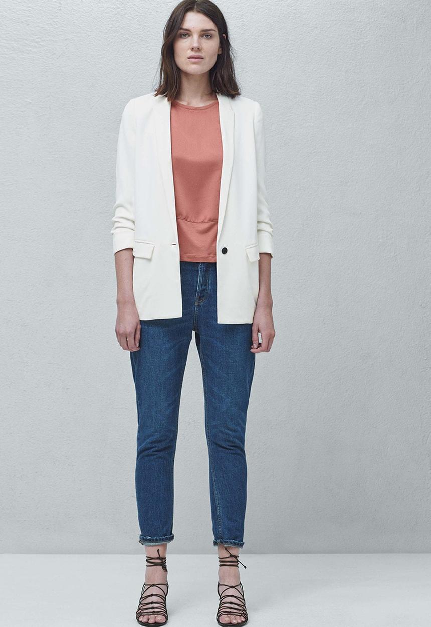 MANGO - Fabric Combo T-shirt Mid Pink