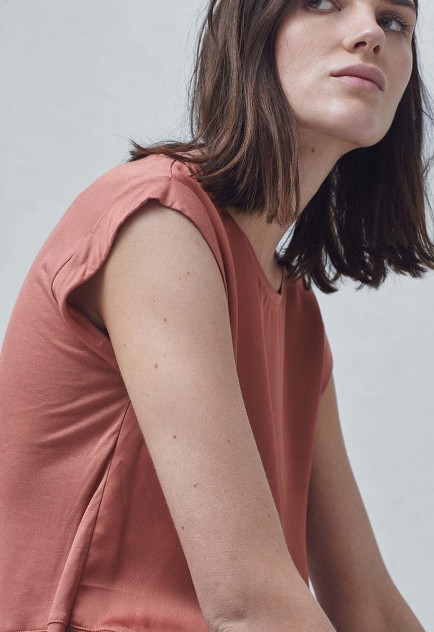 MANGO - Fabric Combo T-shirt Mid Pink