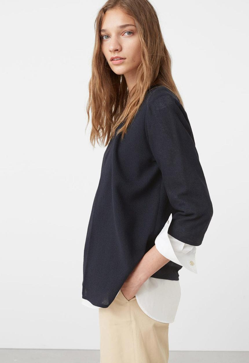 MANGO - Double-layer Blouse Navy