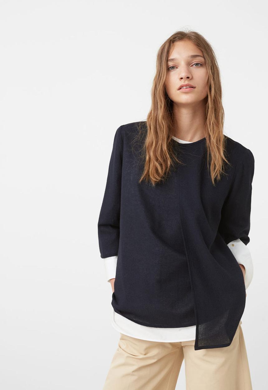 MANGO - Double-layer Blouse Navy