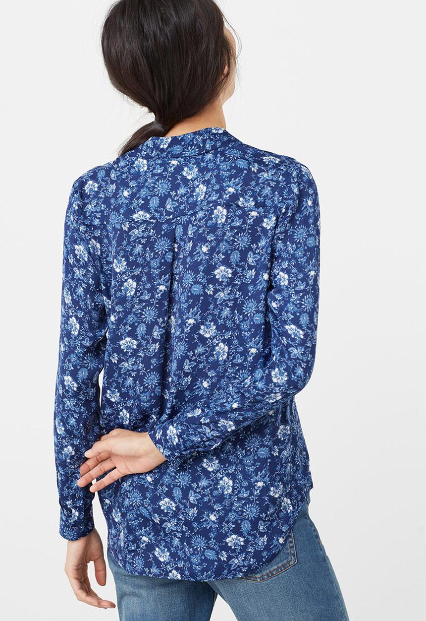 MANGO - Floral Print Shirt Blue