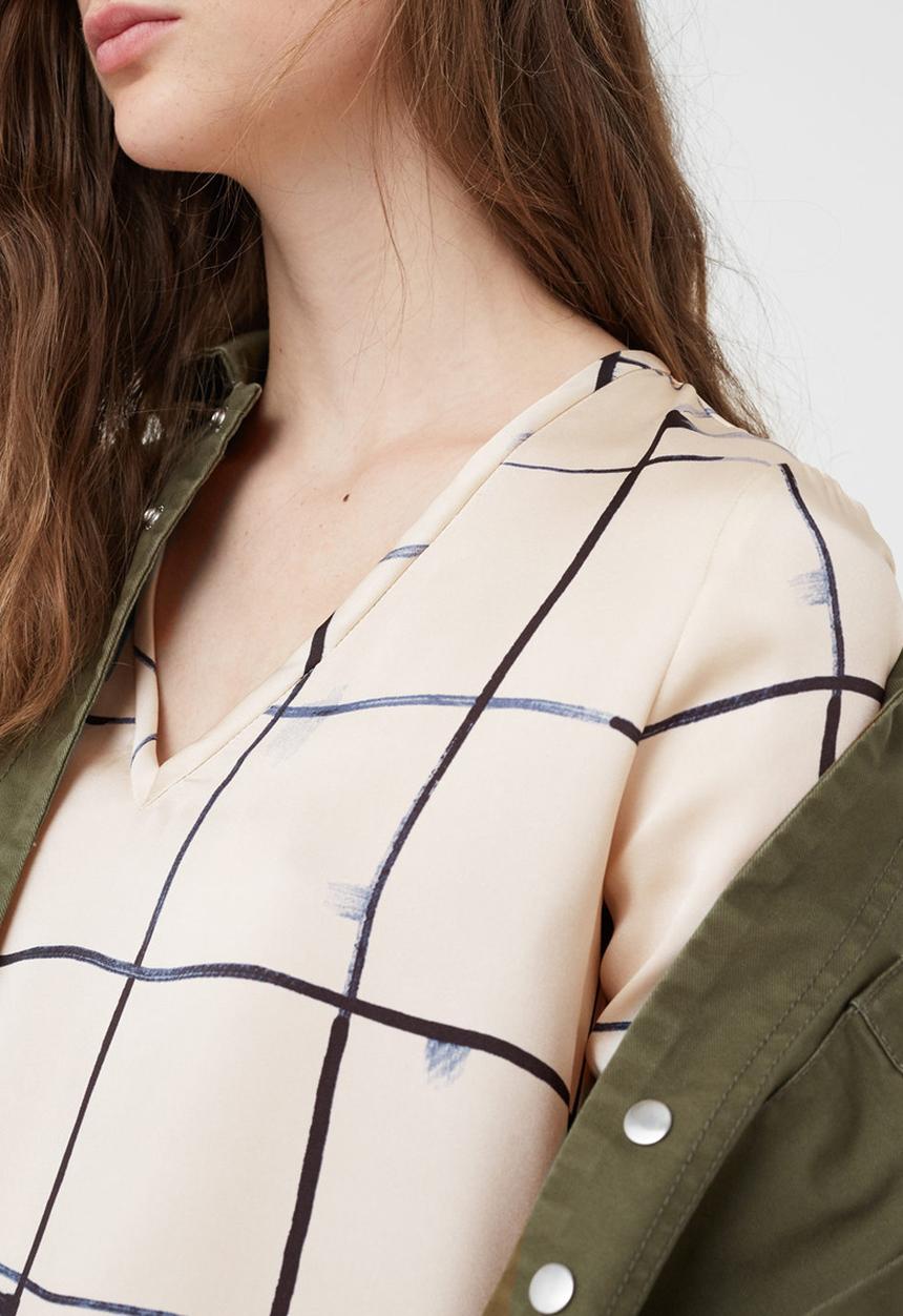 MANGO - Flowy All-over Print Blouse Neutral